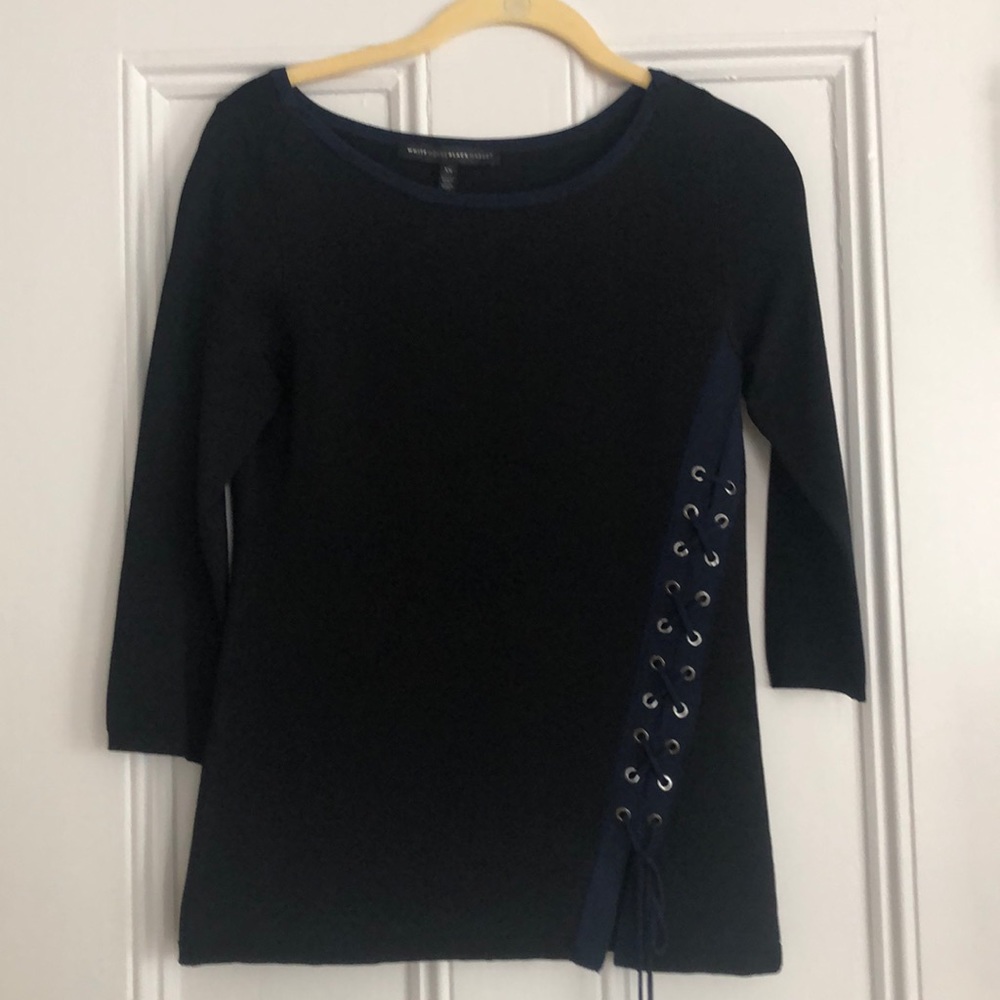 Black House White Market black blouse navy tie